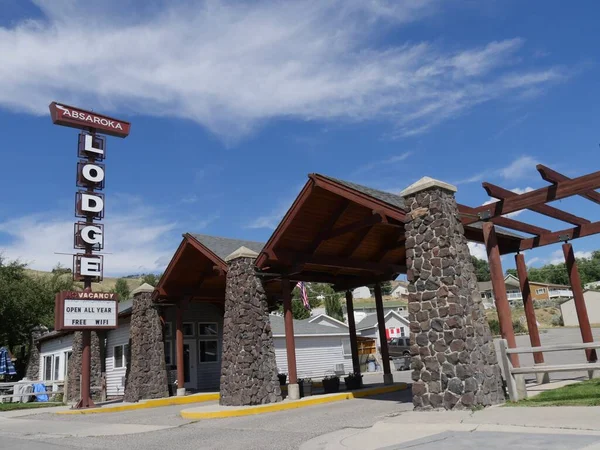 Gardiner Montana Luglio 2018 Primo Piano Dell Ingresso Absaroka Lodge — Foto Stock