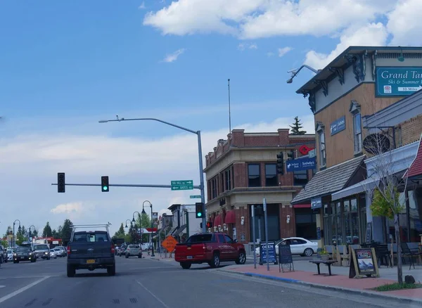 Driggs Idaho Agosto 2018 Vista Rua Com Edifícios Pitorescos Carros — Fotografia de Stock