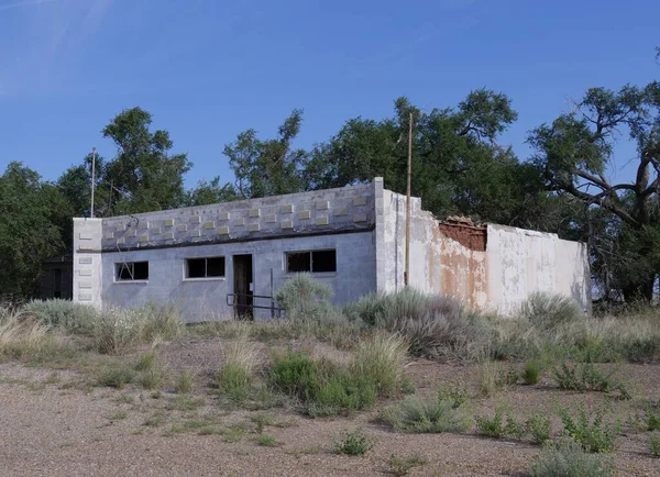 Pozostałości Zniszczonej Struktury Glenrio Jednym Amerykańskich Miast Duchów — Zdjęcie stockowe
