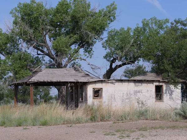 Pozostałości Zrujnowanej Struktury Glenrio Jednym Amerykańskich Miast Duchów Nowym Meksyku — Zdjęcie stockowe