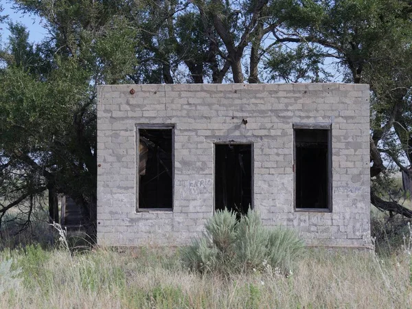 Ruines Abandonnées Une Maison Dans Ville Fantôme Glenrio Une Des — Photo