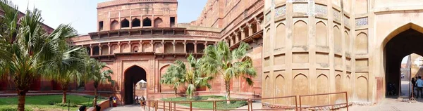 Agra India Marzo 2018 Foto Panorámica Arquitectura Masiva Fuerte Rojo — Foto de Stock