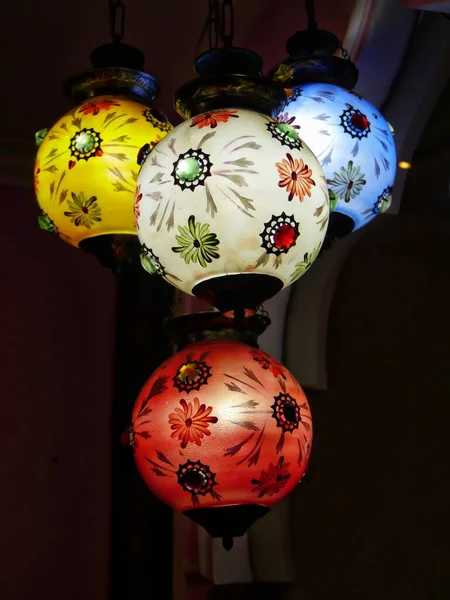 Agra Uttar Pradesh Índia Março 2018 Feche Luzes Coloridas Lanterna — Fotografia de Stock