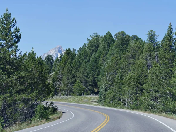 Conducir Por Caminos Sinuosos Parque Nacional Grand Teton Wyoming —  Fotos de Stock