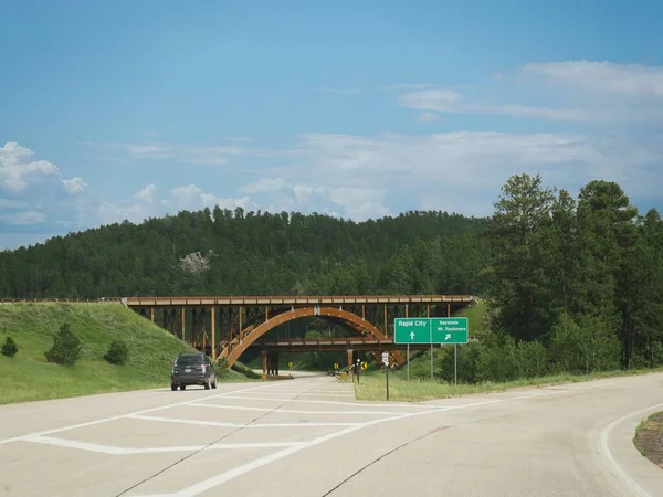 Custer City Dakota Sul Julho 2018 Sinal Estrada Com Passe — Fotografia de Stock