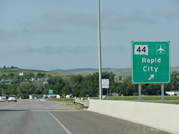 Rapid City South Dakota July 2018 Roadside Sign Approaching Rapid — 스톡 사진