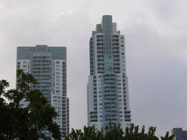 Miami, Florida- Aralık 2018 Biscayne Körfezi ve Miami Plajı 'na bakan en yüksek binalar..