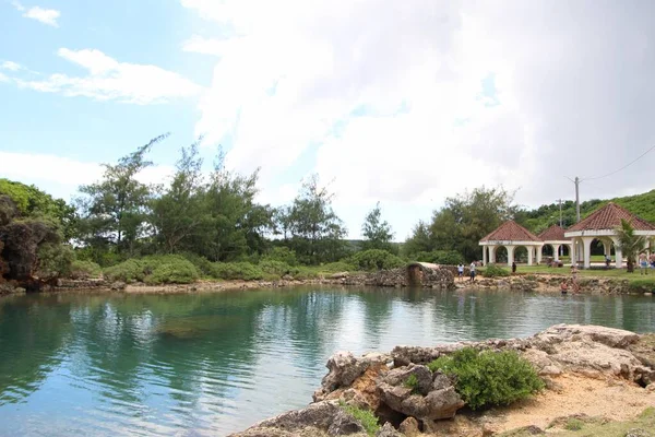 Guam Usa Dezember 2016 Klares Wasser Inarajan Pool Mit Menschen — Stockfoto