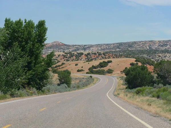 Strada Panoramica Tortuosa Nel Wyoming Che Avvicina Confine Stato Del — Foto Stock