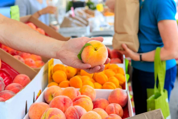 Frutas orgánicas frescas en el mercado de agricultores locales . — Foto de Stock