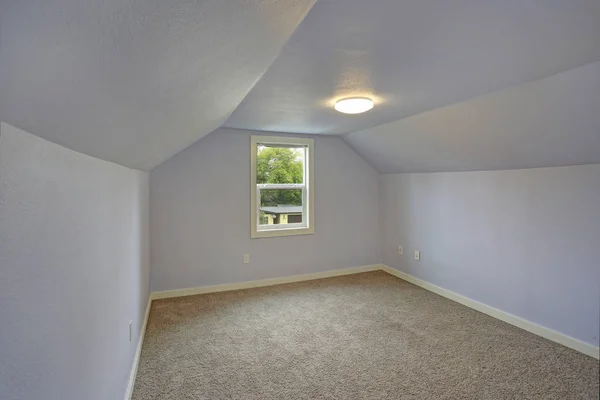 Pequeño dormitorio azul vacío acentuado con techo abovedado — Foto de Stock