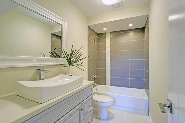 Taze yenilenmiş banyo özellikleri duş küvet açılan — Stok fotoğraf