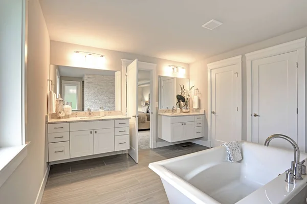 Amazing master bathroom with two bathroom vanities