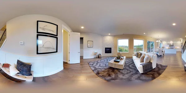 3d illustrazione sferica 360 gradi, panorama senza soluzione di continuità di una casa — Foto Stock