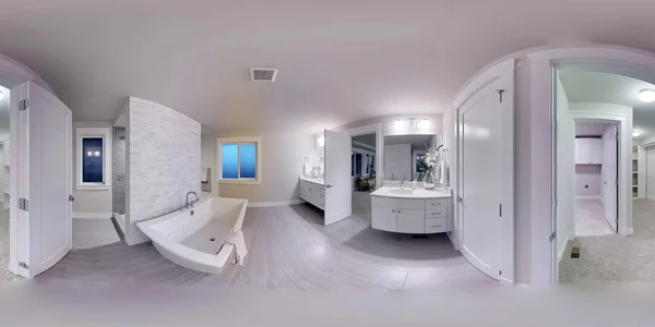 3D-Illustration kugelförmig 360 Grad, nahtloses Panorama eines Hauses — Stockfoto