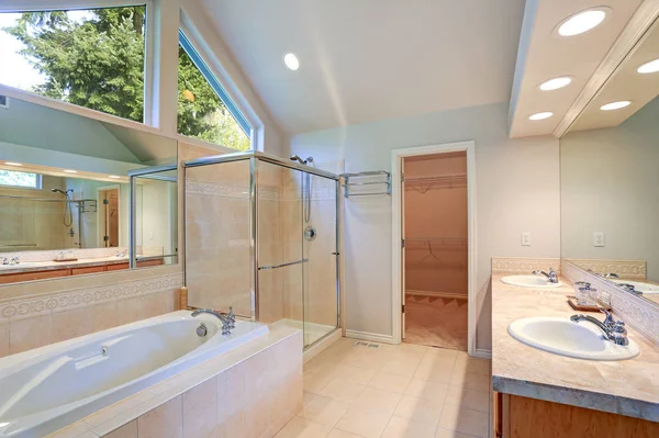 Luminoso y aireado baño principal interior — Foto de Stock