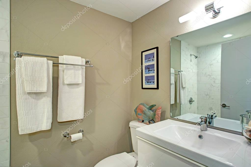 Baño con tocador de cuarto de baño y un aseo. — Fotos de Stock © alabn