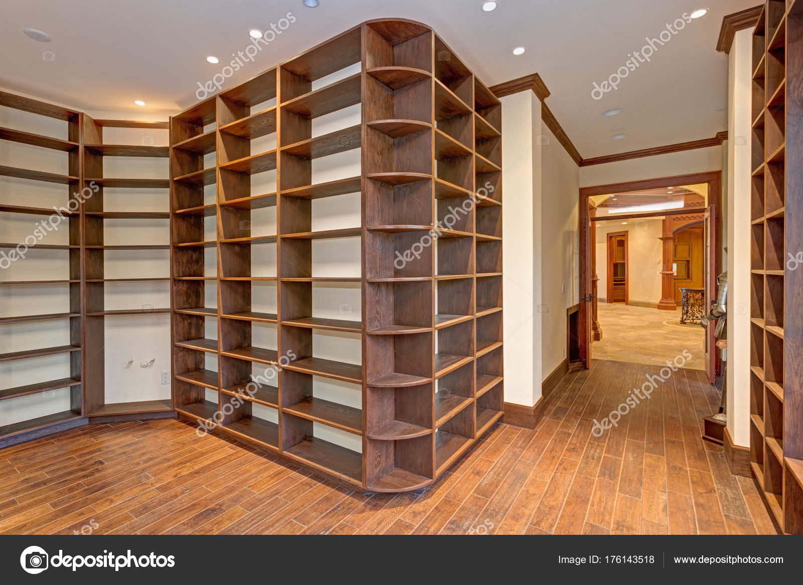 Traditional Style Library With Built In, Library Style Bookcase