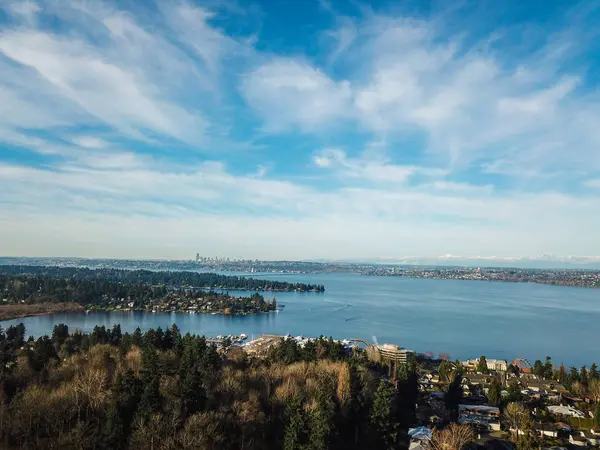 Vista aérea do Lago Washington, centro de Seattle — Fotografia de Stock