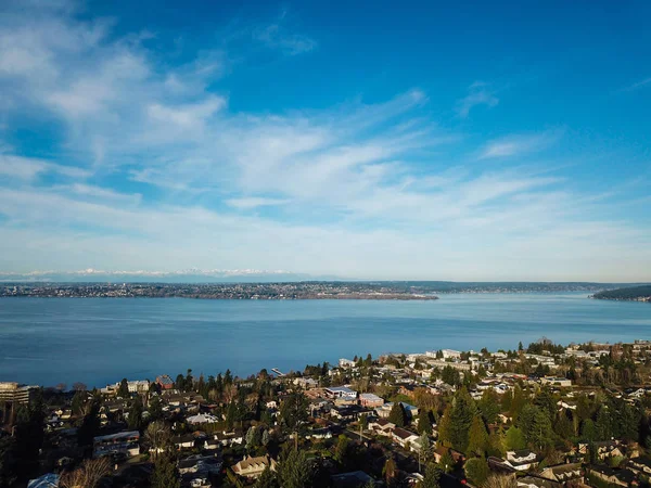 Vista aérea do Lago Washington, centro de Seattle — Fotografia de Stock