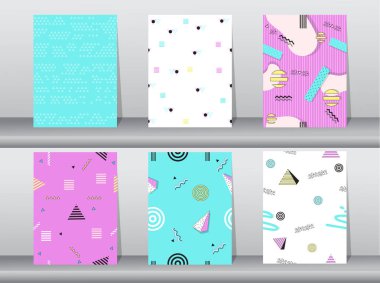 Dizi memphis seamless modeli 80s veya 90'lı yılların retro vintage tarzı, poster, şablon, vektör çizimler