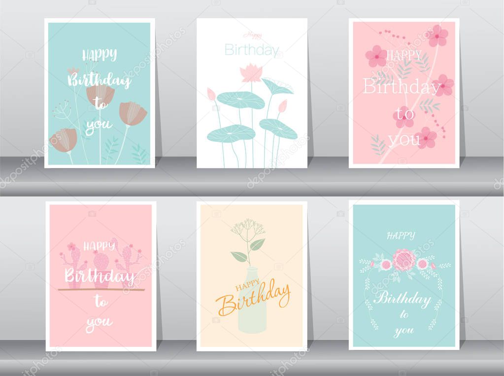 Set of Happy Mother's Day card,poster,template,greeting cards,flower,Vector illustrations