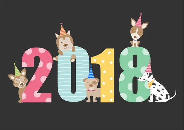 Portrait dog calendar 2018 design, O ano dos modelos de cartões de cão, Ilustrações vetoriais . — Vetor de Stock