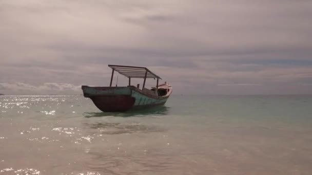 Boat on tropical island — Stock Video