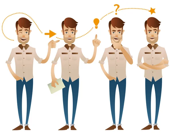 Cuatro poses del personaje — Vector de stock