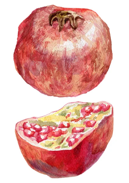 Ripe pomegranate and its half — Stock Photo, Image