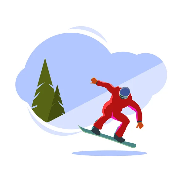 Snowboarder aan boord in de sprong. Vectorillustratie — Stockvector