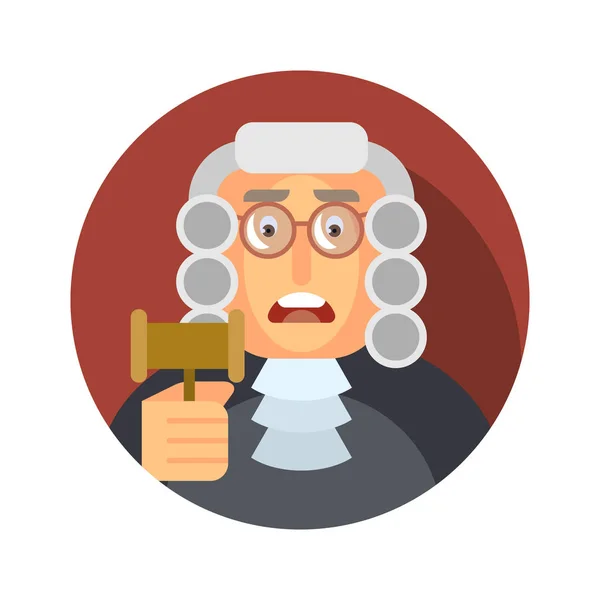 Vector illustration. Flat icon with the image of a judge with a hammer. — Stock Vector