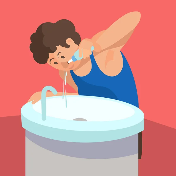 A man washes his nose in order to prevent colds — Stock Vector