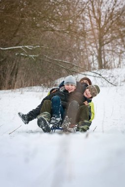 Çocuk kızak kış temiz hava