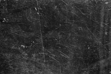 White scratches and dust on black background. Old dirty glass.