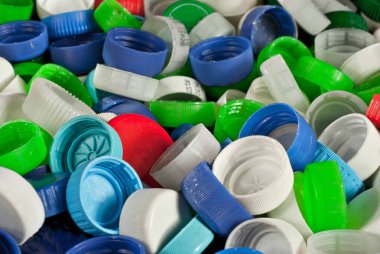 Bir sürü plastik sıkışır. Şişe kapağı dokusu.