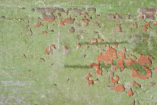 Texture Old Wood Cracked Paint Green Color — Stock Photo, Image