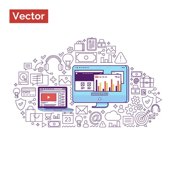 Stilvolle flache neue Stil-Illustration für die Landung Web-Seite mit ma — Stockvektor