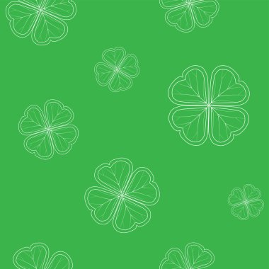 Saint Patrick's Day yeşil ihale yonca ile seamless modeli beyaz arka plan üzerinde bırakır. 