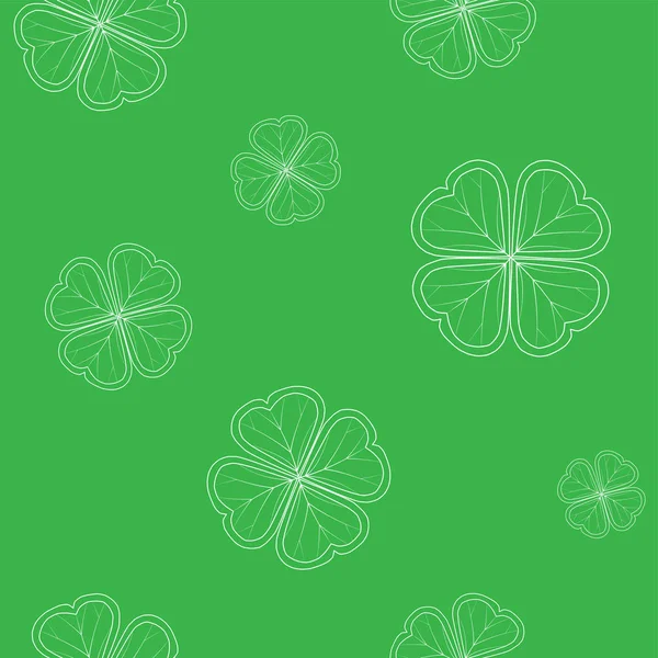 Patrón sin costura del Día de San Patricio con hojas de trébol tiernas verdes sobre fondo blanco . — Vector de stock