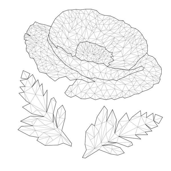 温柔的马赛克罂粟花着色和设计。白色背景上孤立. 免版税图库矢量图片