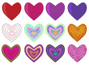 Mozaik geometrik Sevgililer kalpleri ile ayarla. 