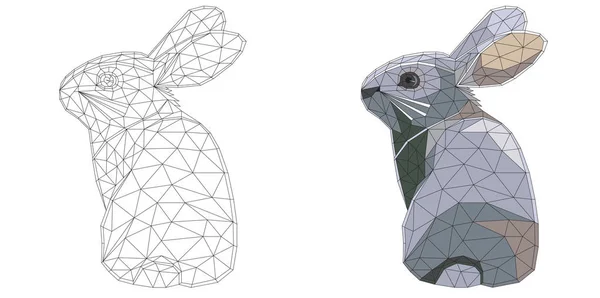 马赛克复活节兔子为着色和设计的例子。白色背景上孤立. 图库矢量图片