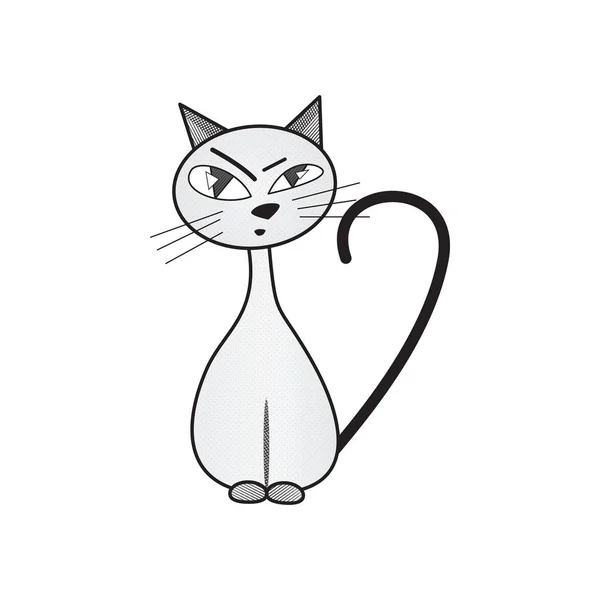 Skeptical cat. handdrawn. isolated on white background. — Stock Vector