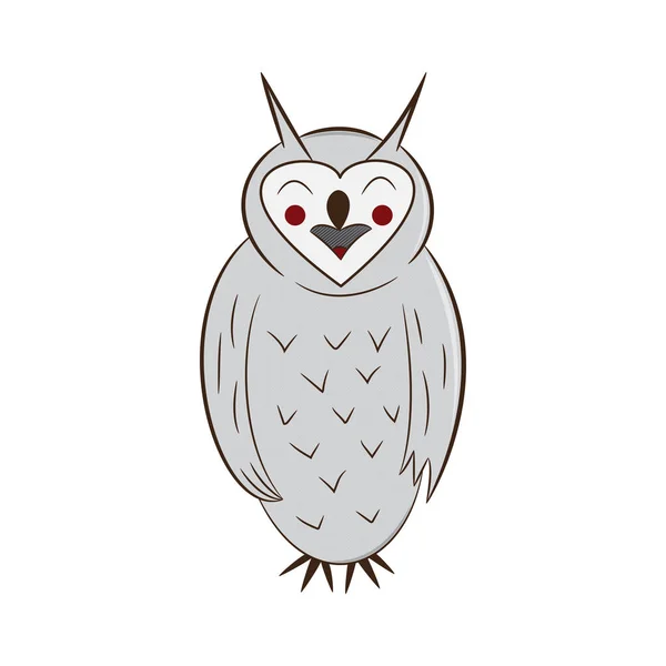 Funny owl. handdrawn. isolated on white background. — Stock Vector