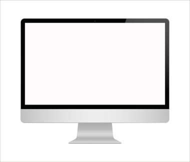 Bilgisayar beyaz arka plan boş ekran ile
