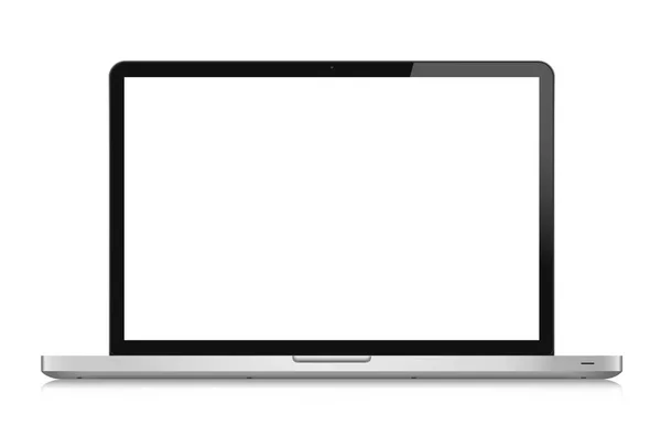 흰색 배경에 빈 화면 이 있는 노트북 — 스톡 벡터