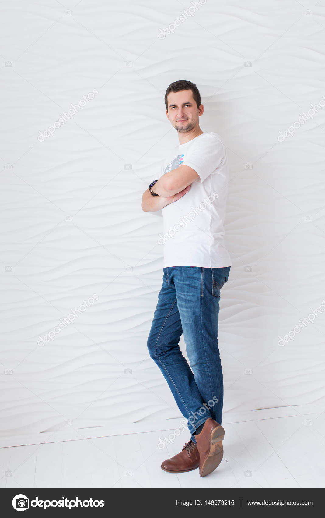 white shirt sky blue jeans
