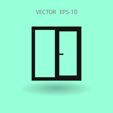 Düz uzun pencere simgesi, vektör çizim gölge