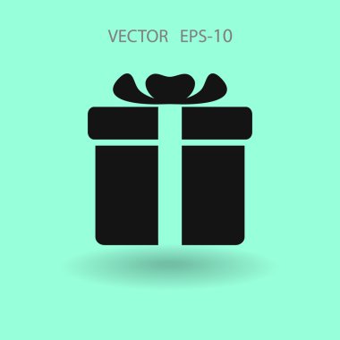 Düz uzun hediye kutusu simgesi, vektör çizim gölge